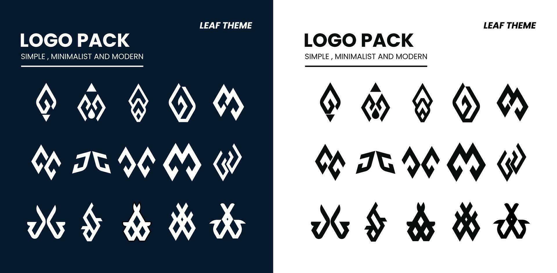 logo pack avec une simple, minimaliste et moderne style avec un abstrait feuille thème vecteur