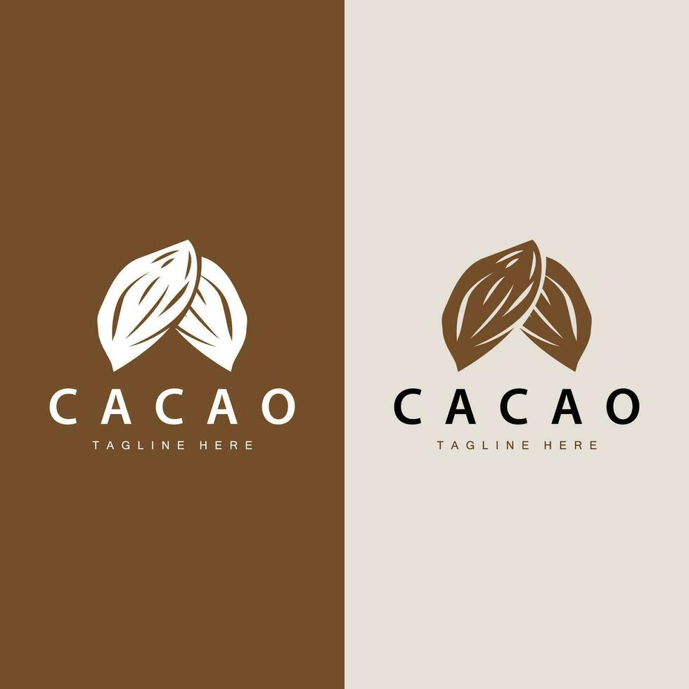 Chocolat haricot logo, Chocolat plante conception avec Facile la graine feuille et tige concept, pour affaires l'image de marque vecteur