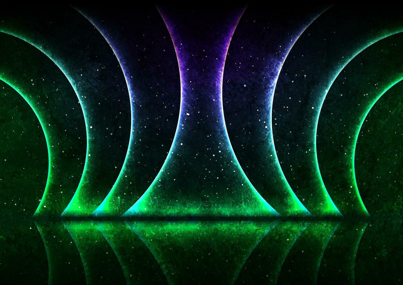 vert violet néon laser incurvé lignes La technologie grunge Contexte vecteur