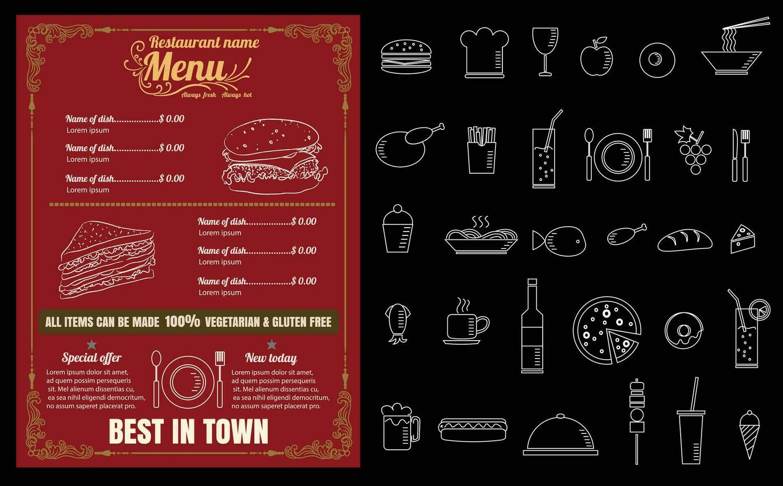 modèle de menu de vecteur de restaurant de restauration rapide