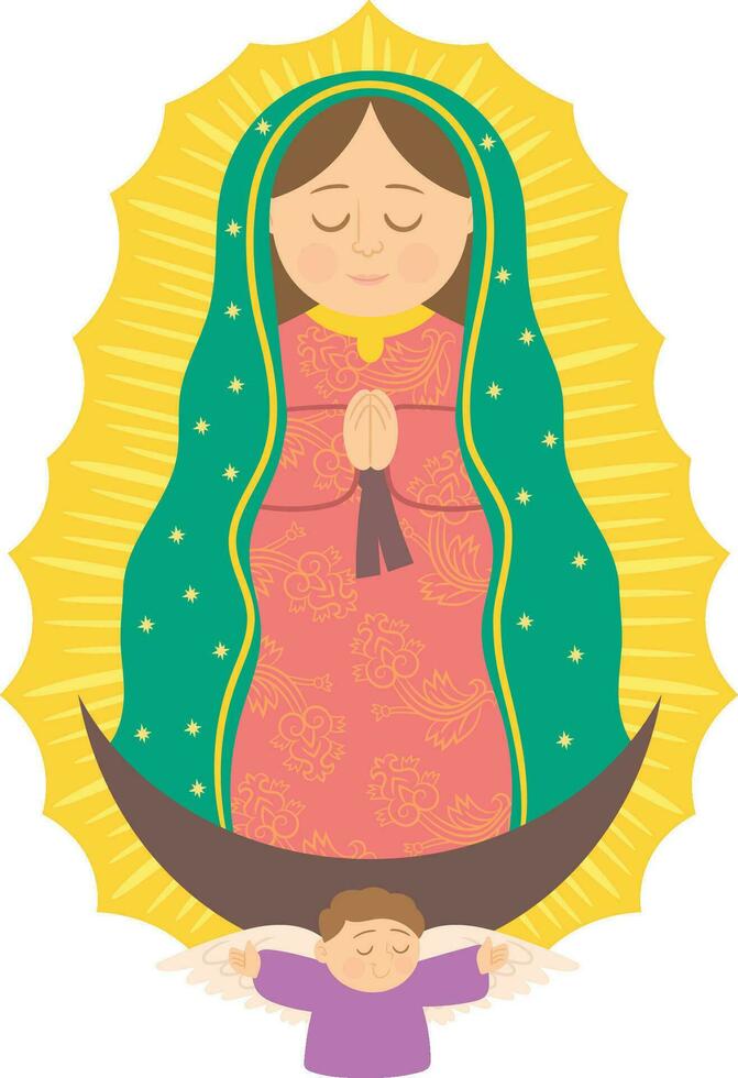 notre dame de guadalupe illustration mexicaine catholique vierge marie vecteur