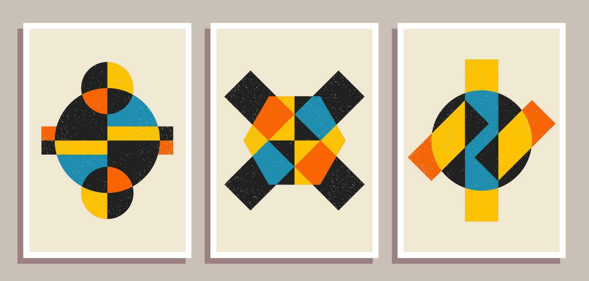 ensemble de minimal rétro géométrique conception affiches. ensemble de contemporain art mur décoration. géométrique formes affiche couverture Contexte. vecteur