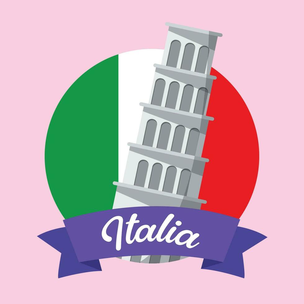 la tour de pise point de repère sur badge Voyage à Italie vecteur illustration