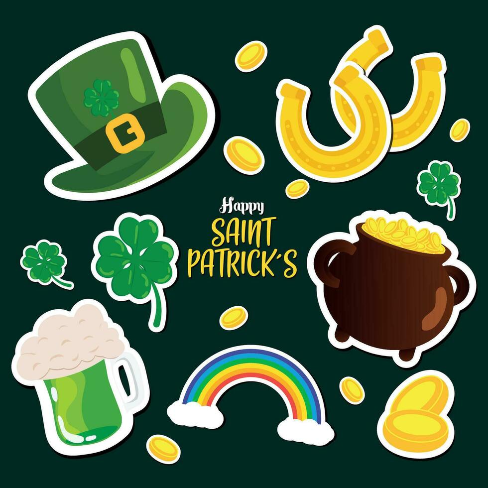 ensemble de traditionnel Icônes content Saint patrick journée affiche vecteur illustration