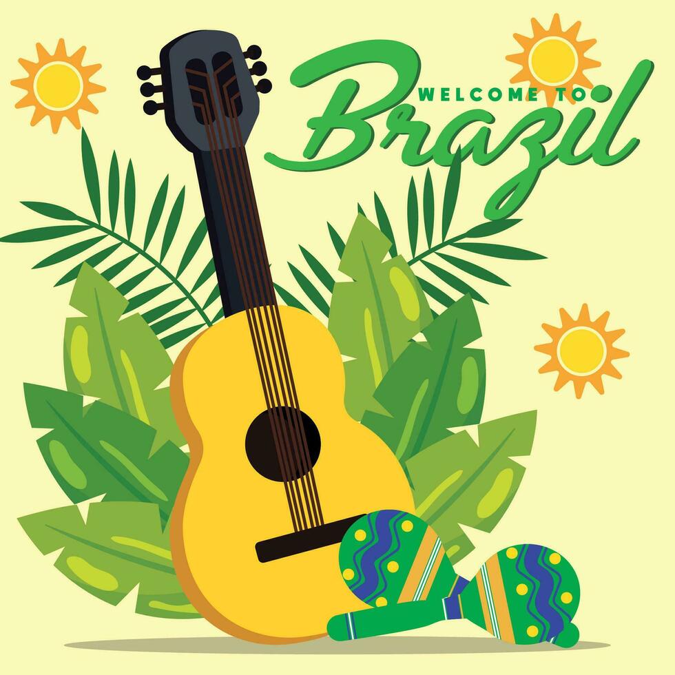 coloré Brésil Contexte avec musical instruments vecteur illustration