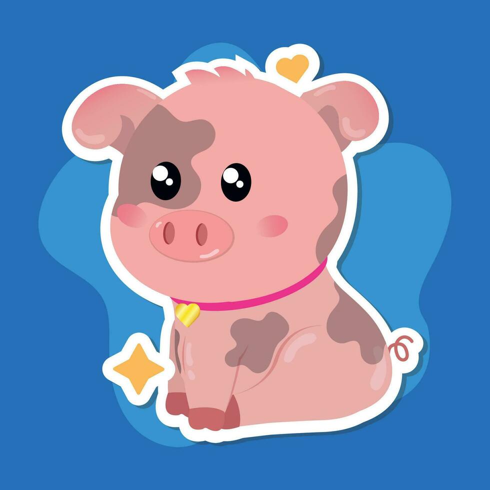 isolé mignonne porc dessin animé personnage vecteur illustration