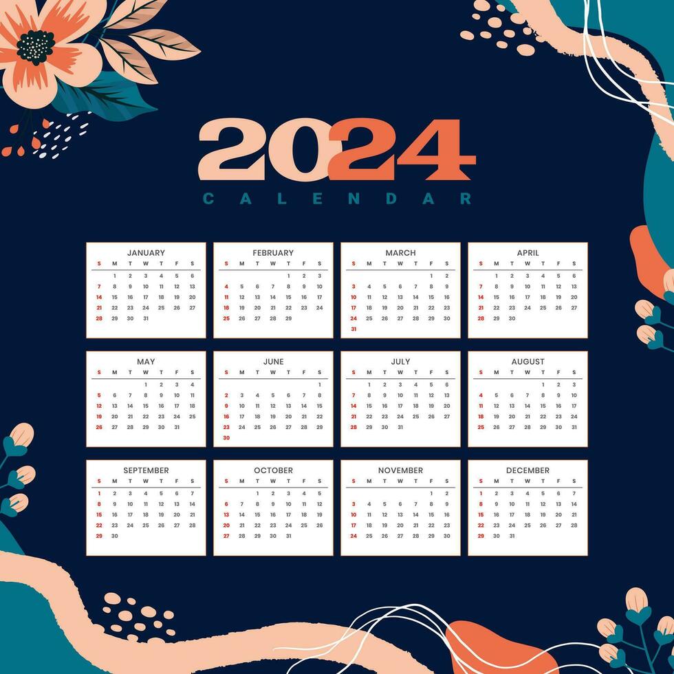 calendrier 2024 conception modèle pour content Nouveau année vecteur