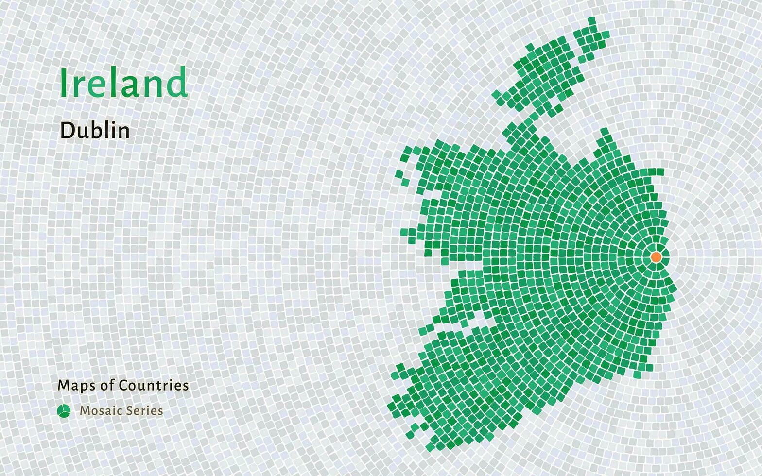 vert Irlande carte avec une Capitale de Dublin montré dans une mosaïque modèle vecteur