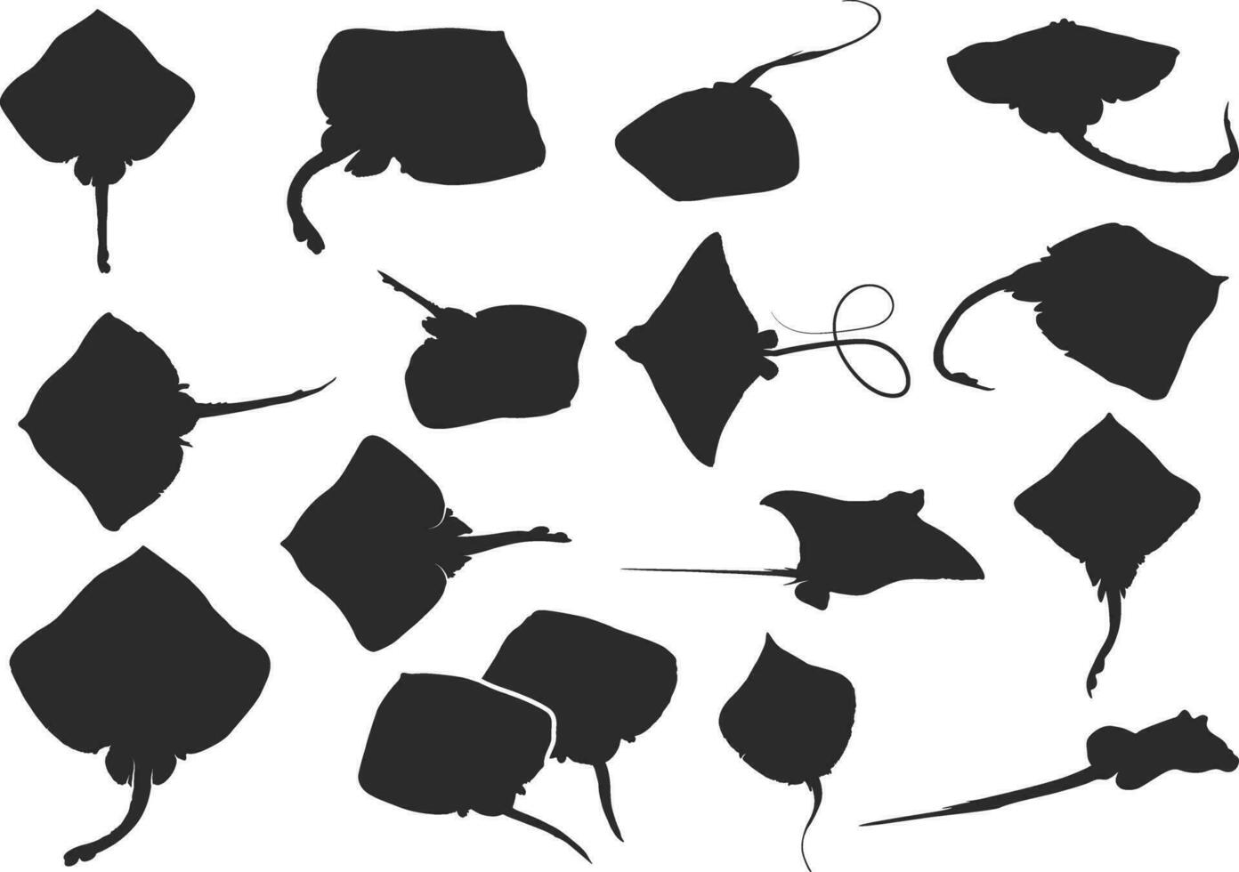 patin poisson silhouette, rayon poisson silhouette, rayon poisson vecteur, rayon poisson clipart, poisson silhouette vecteur