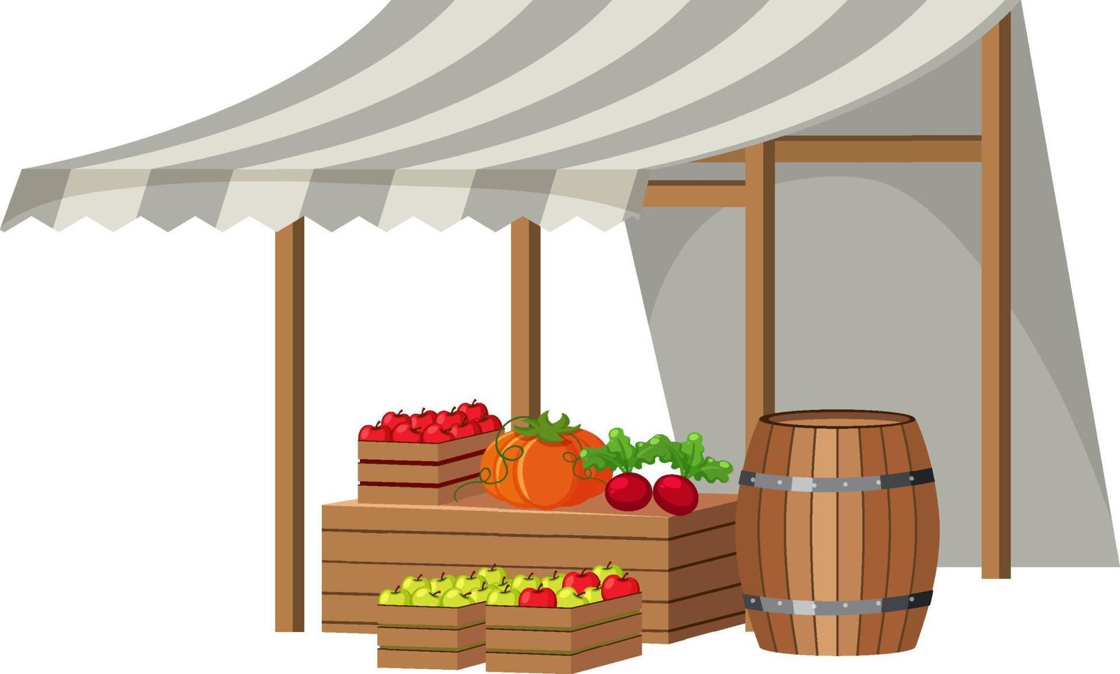 magasin de fruits avec toit en toile rayée vecteur