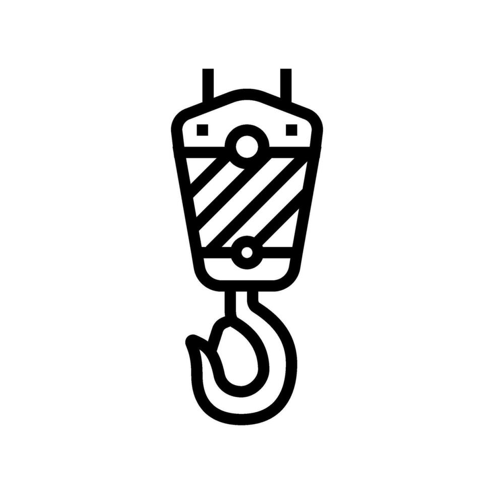 grue crochet construction véhicule ligne icône vecteur illustration