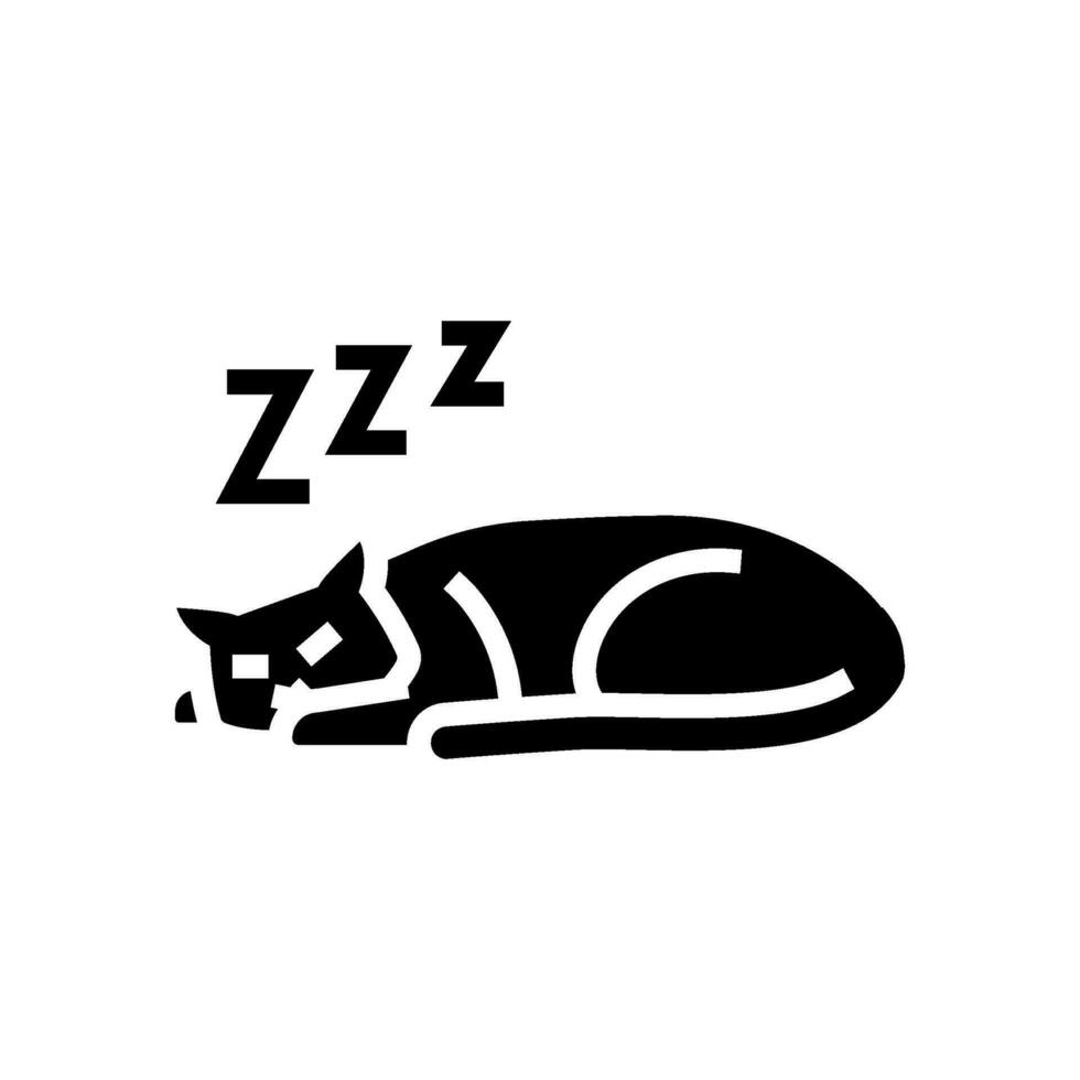 endormir chat sommeil nuit glyphe icône vecteur illustration