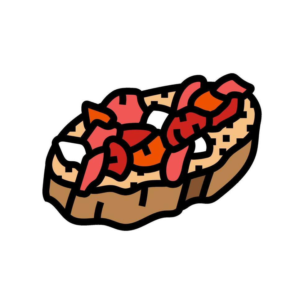 Bruschetta apéritif italien cuisine Couleur icône vecteur illustration