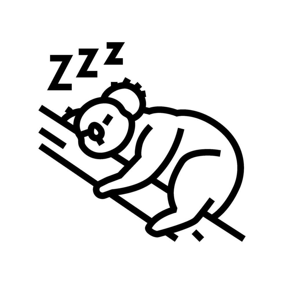 somnolent koala sommeil nuit ligne icône vecteur illustration