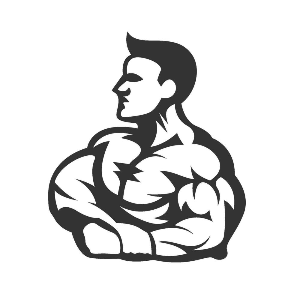 bodybuilder logo icône vecteur