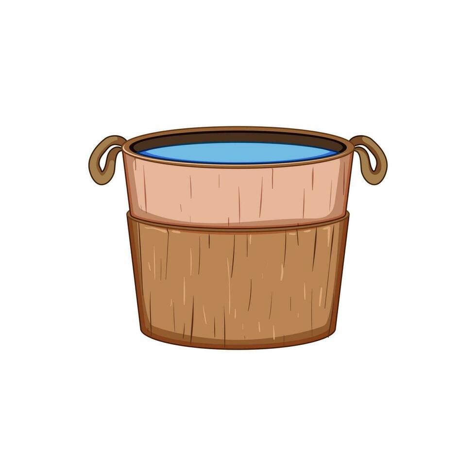 récipient en bois baignoire dessin animé vecteur illustration