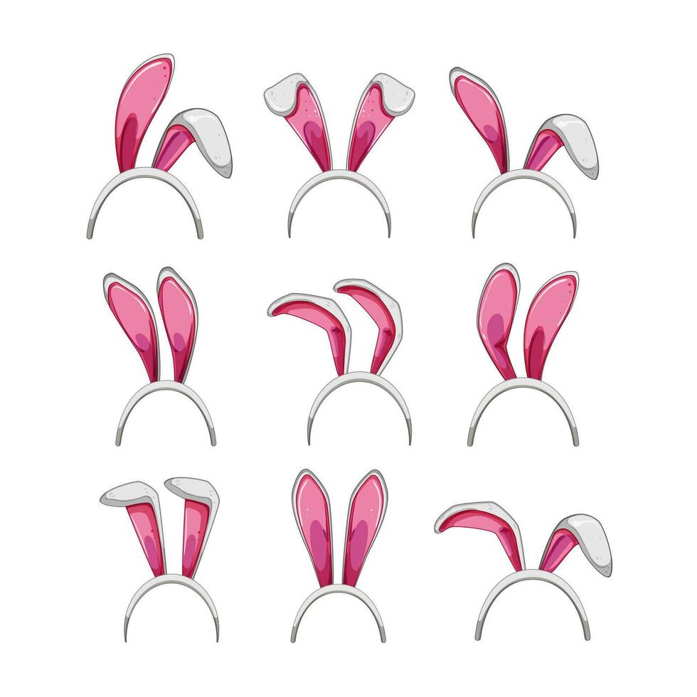 Pâques lapin oreille ensemble dessin animé vecteur illustration