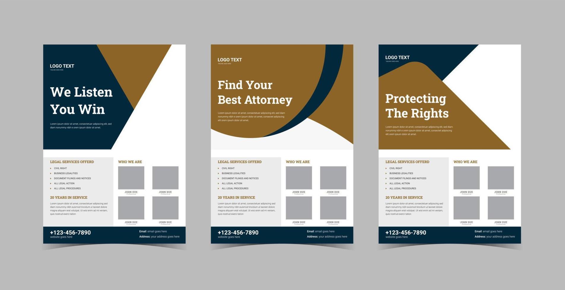 pack de conception de flyers pour cabinets d'avocats vecteur