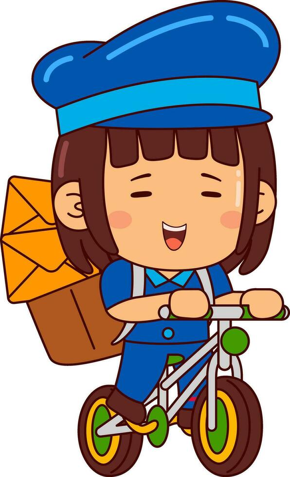 mignonne facteur fille dessin animé personnage vecteur