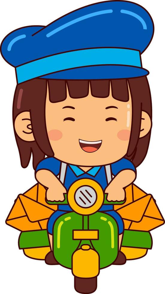 mignonne facteur fille dessin animé personnage vecteur