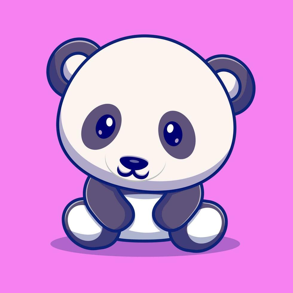 mignonne bébé Panda séance dessin animé vecteur icône illustration animal la nature icône concept isolé