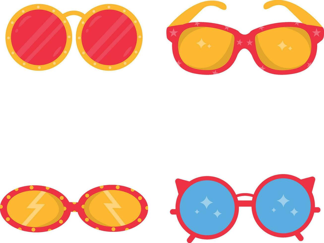 ensemble de lunettes été. avec différent forme et couleur. isolé vecteur. vecteur