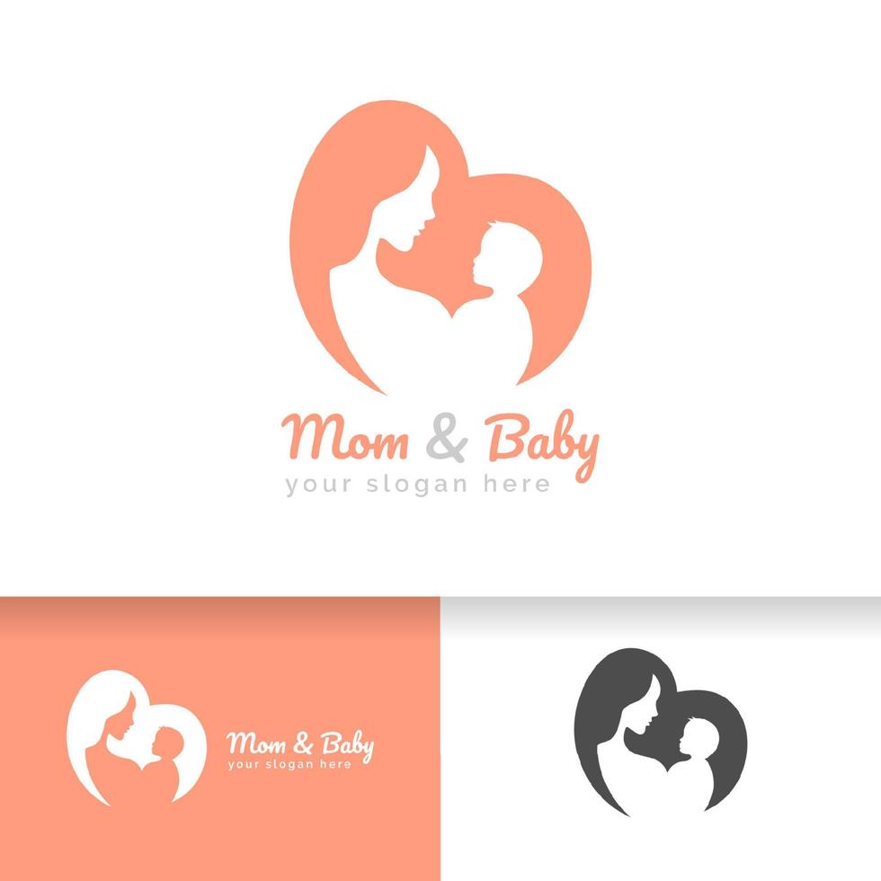 maman et bébé logo vecteur symbole. maman embrasse son modèle de logo enfant