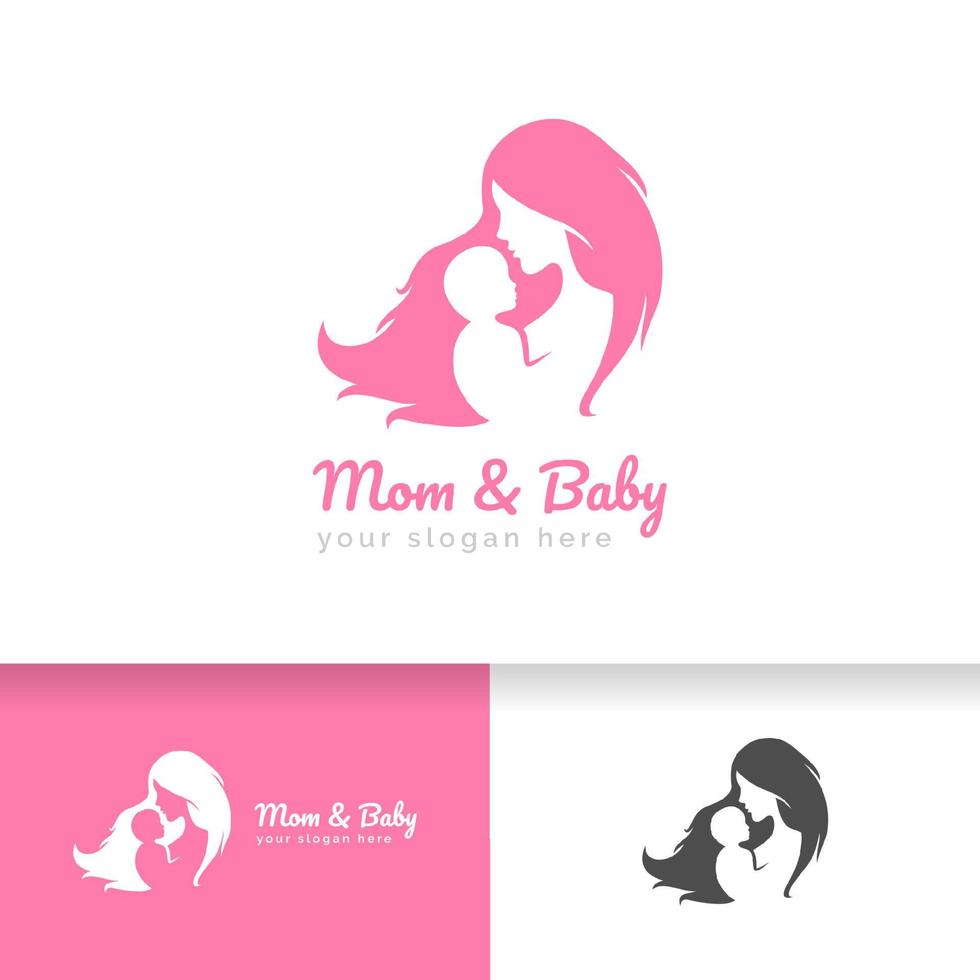 maman et bébé logo vecteur symbole. maman embrasse son modèle de logo enfant