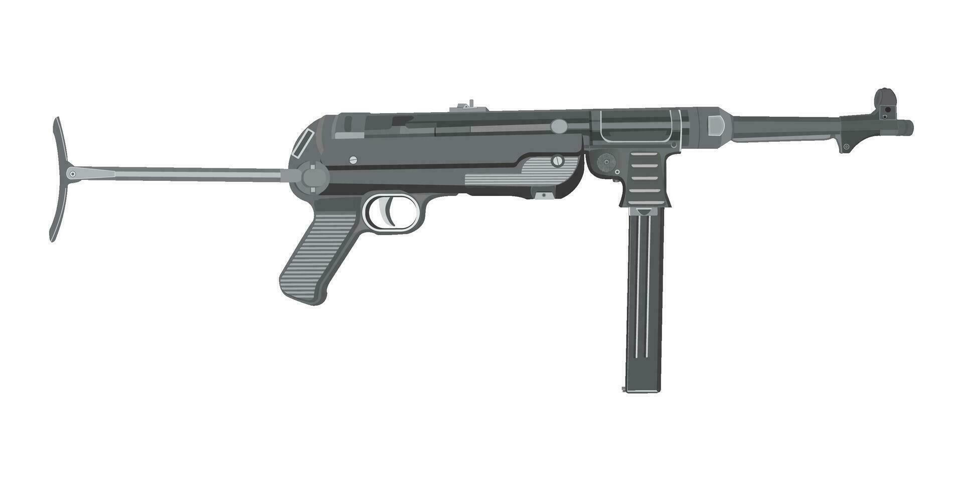 une ww2 allemand mitraillette pistolet pistolet sur une blanc Contexte vecteur