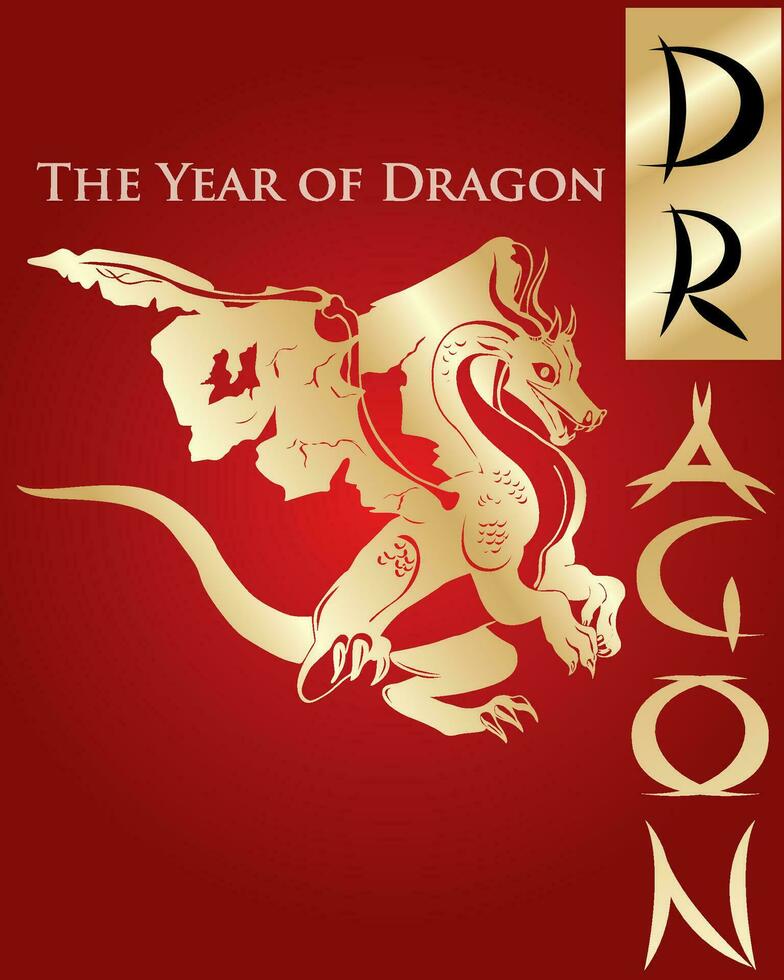 content chinois Nouveau année 2024. d'or dragon bannière modèle conception. avec une rouge Contexte vecteur