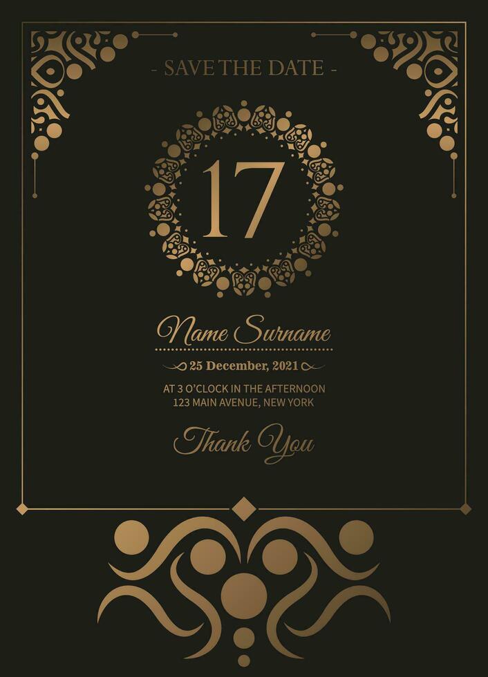 luxe foncé anniversaire invitation modèle vecteur