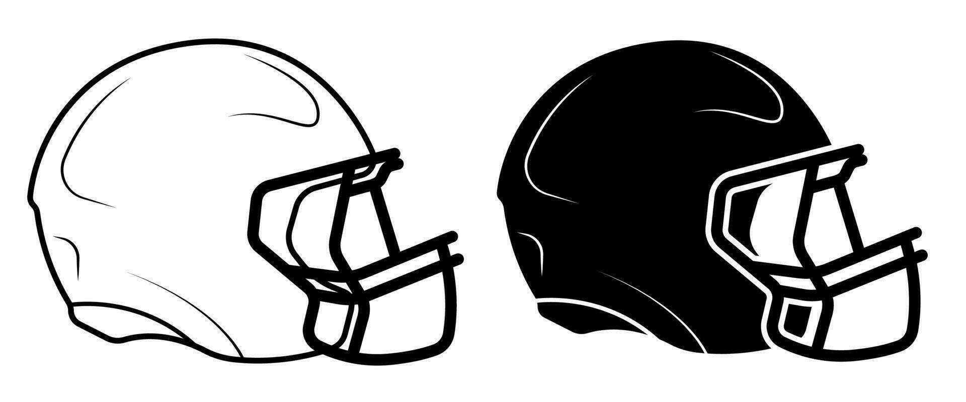 sécurité casque icône avec grille masque pour en jouant américain football. protéger le athlète de blessure. noir et blanc vecteur