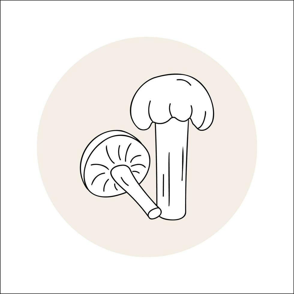 bague champignon ligne icône noir contour dans cercle. vecteur illustration isolé russula dans griffonnage style. conception pour forêt champignons, menu, forêt, ingrédients, recettes, biologique des produits, etc.