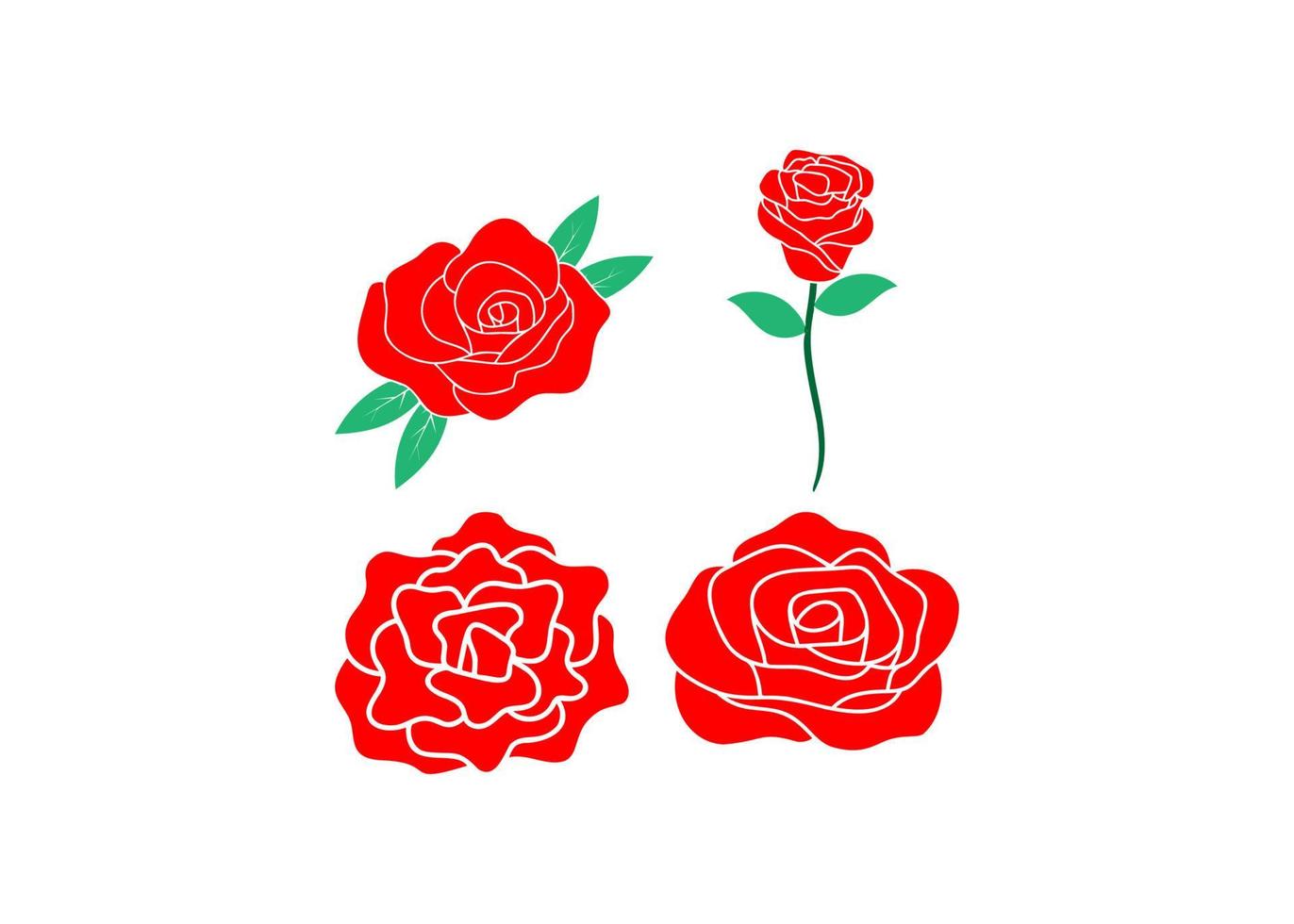 vecteur d'illustration de conception de jeu d'icônes de rose rouge