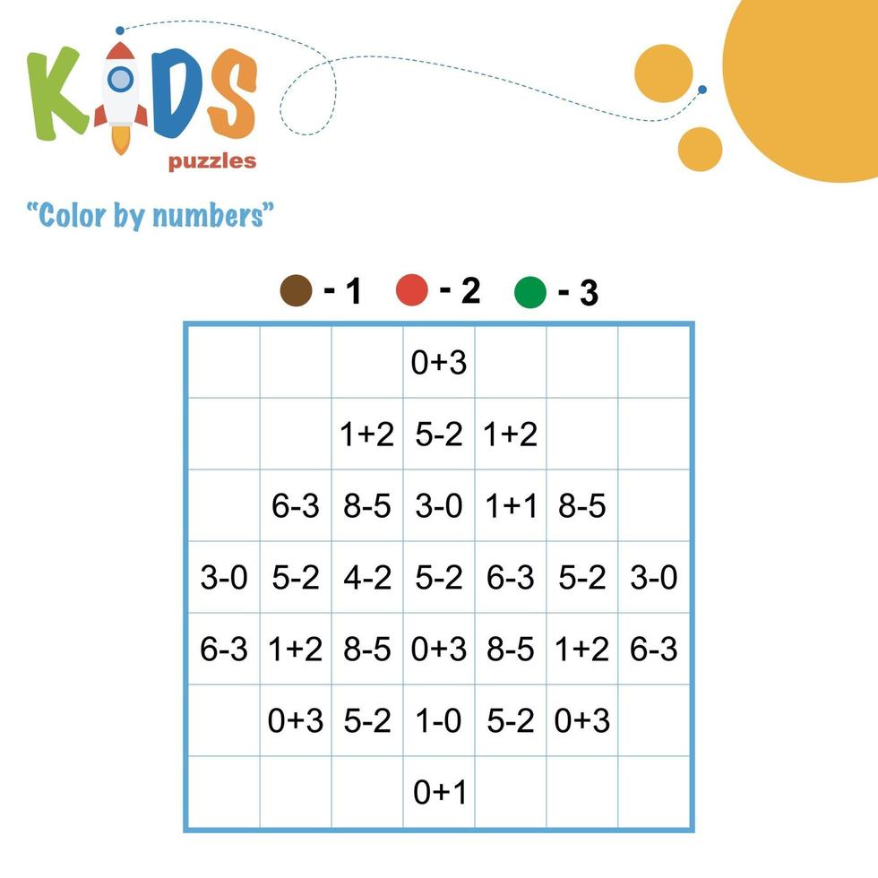 feuille de calcul imprimable couleur par numéros vecteur