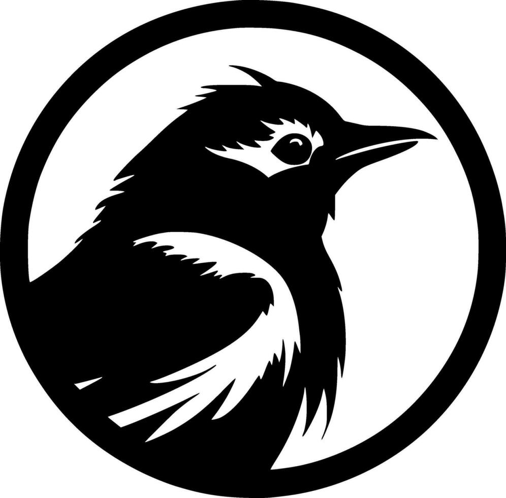 oiseau - noir et blanc isolé icône - vecteur illustration