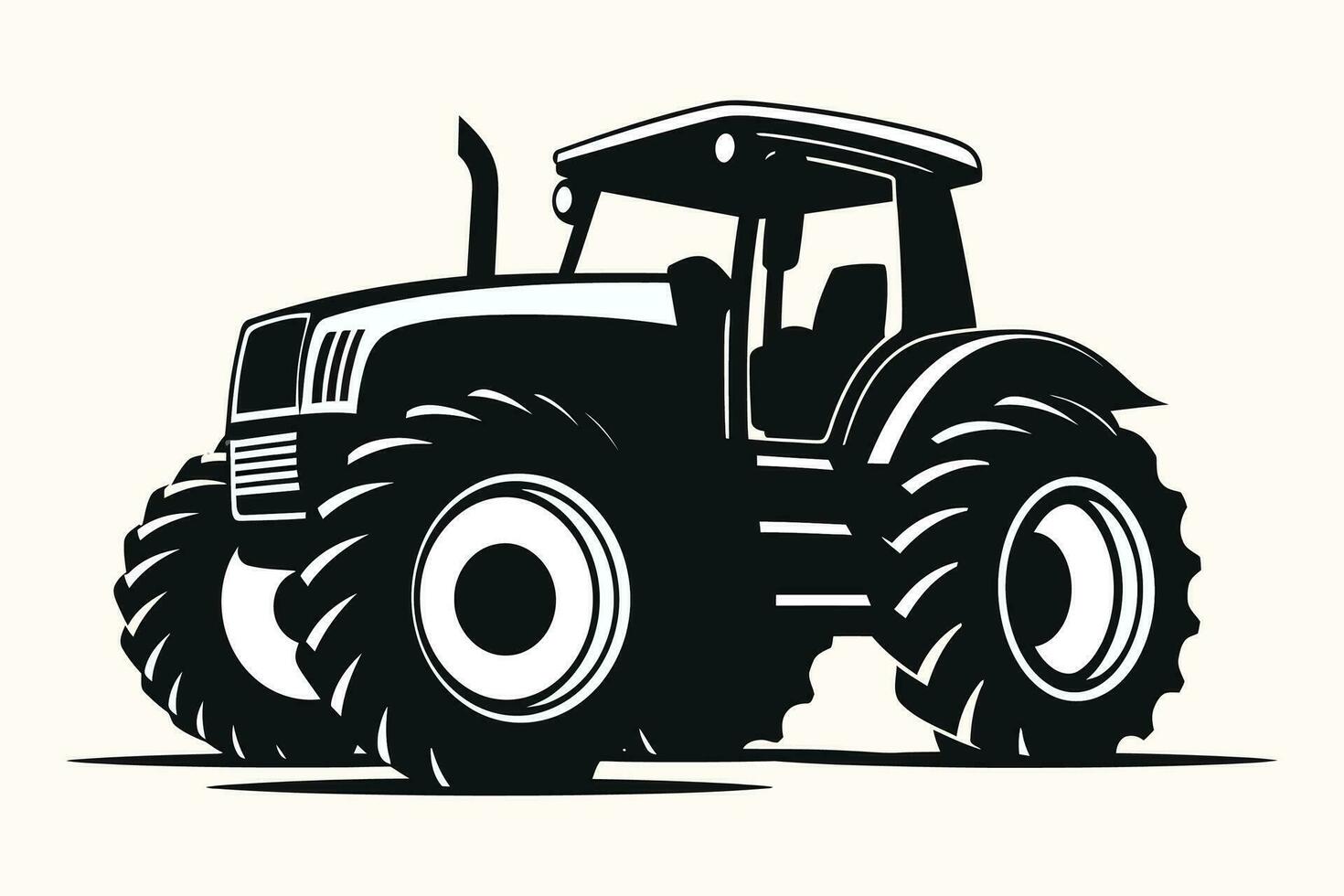 silhouette de une tracteur illustration vecteur avec noir vieux tracteur sur blanc Contexte