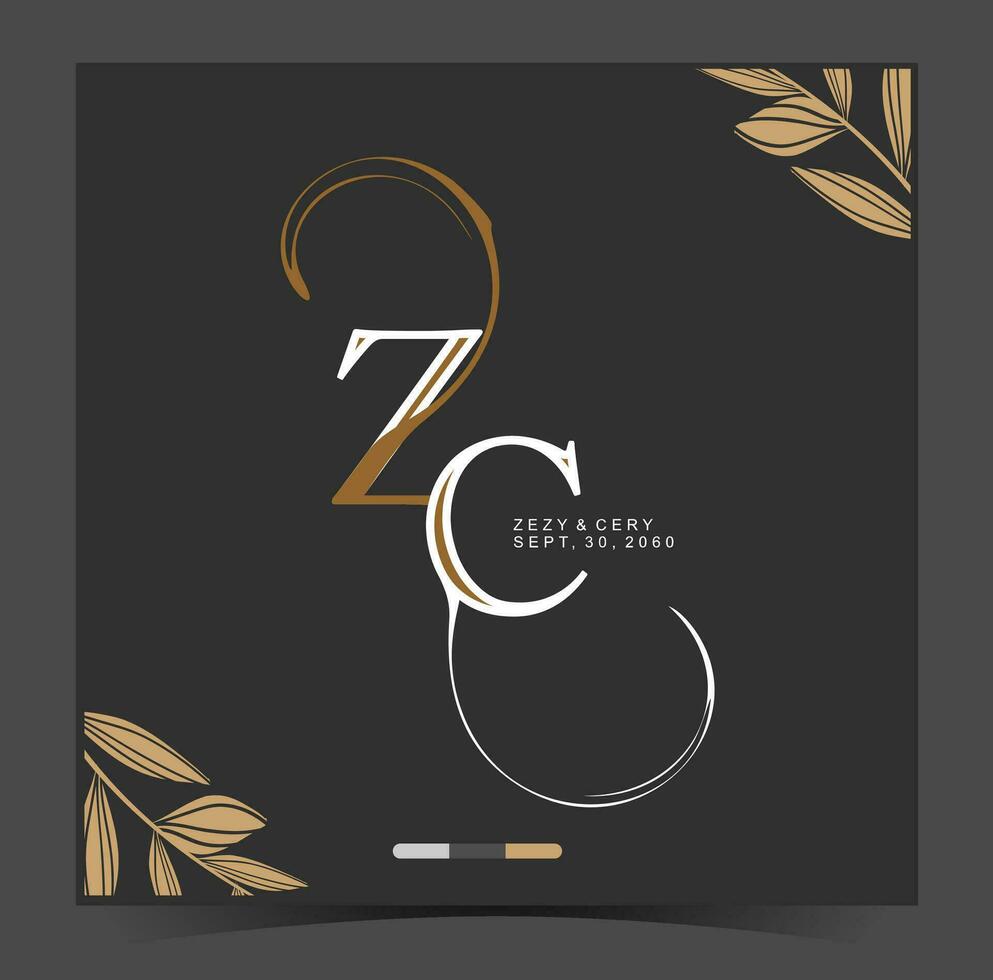 le logo pour z,c une entreprise cette fait du mariage invitations vecteur