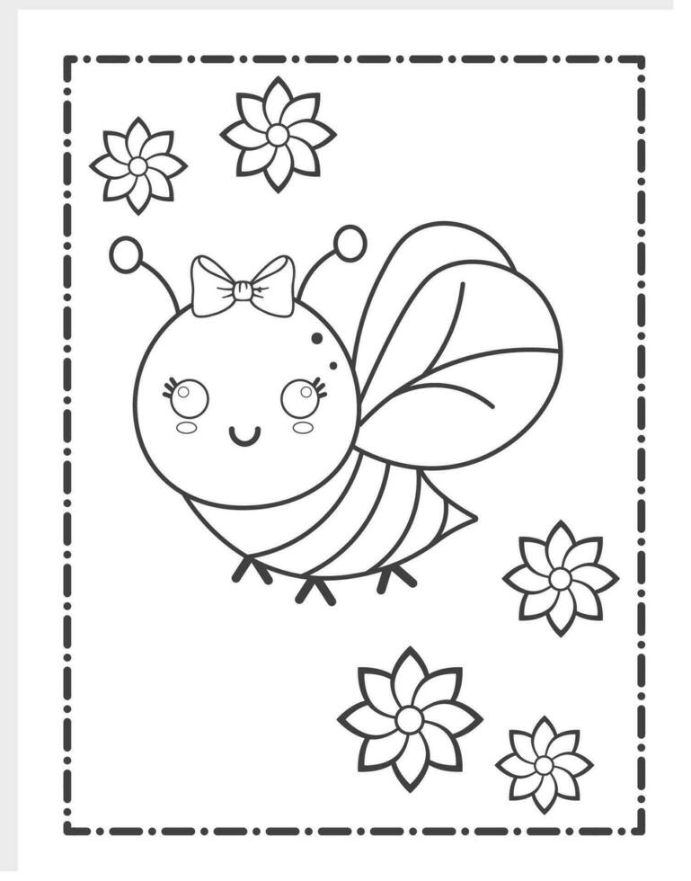 mignonne abeille coloration pages vecteur