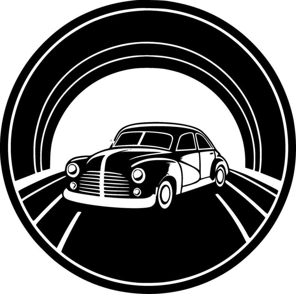 voiture Coaster, noir et blanc vecteur illustration