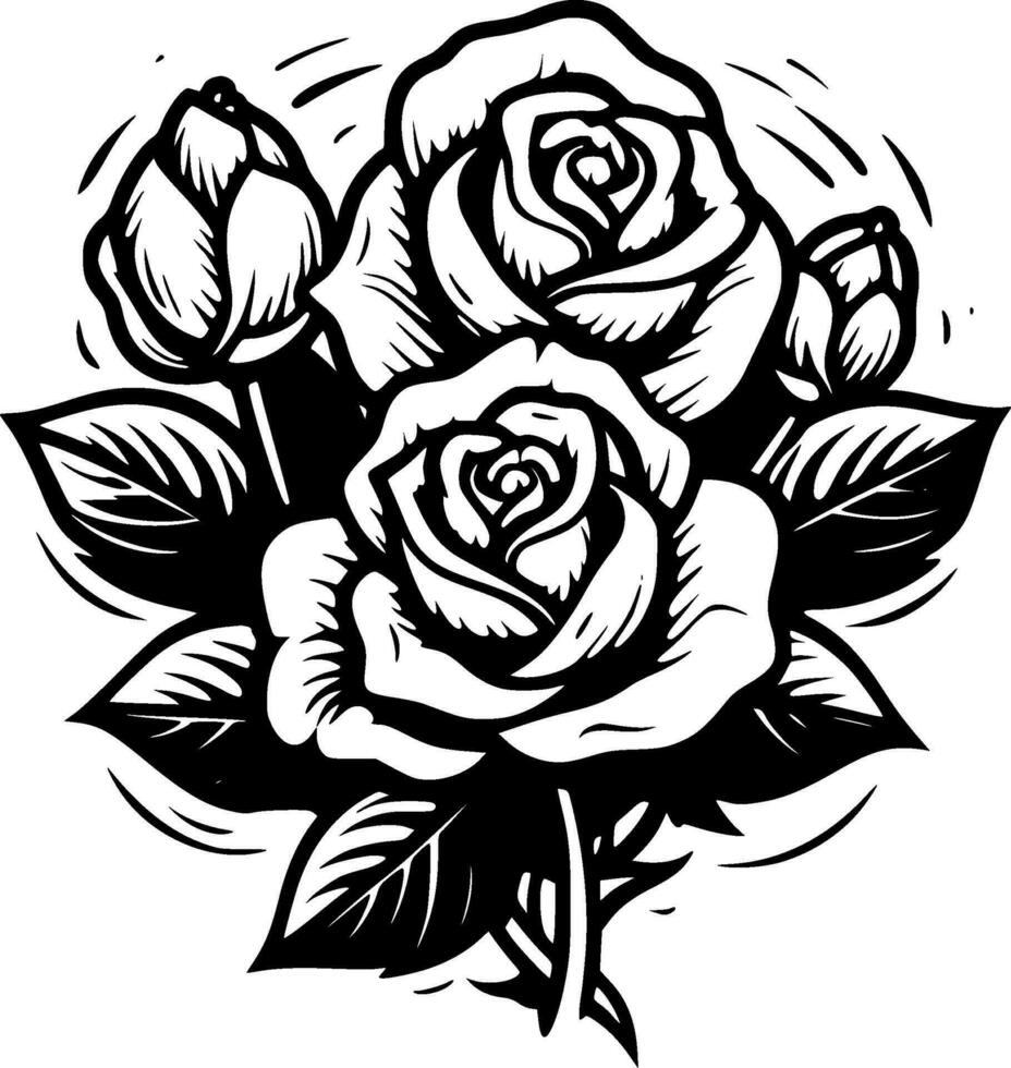 des roses, noir et blanc vecteur illustration