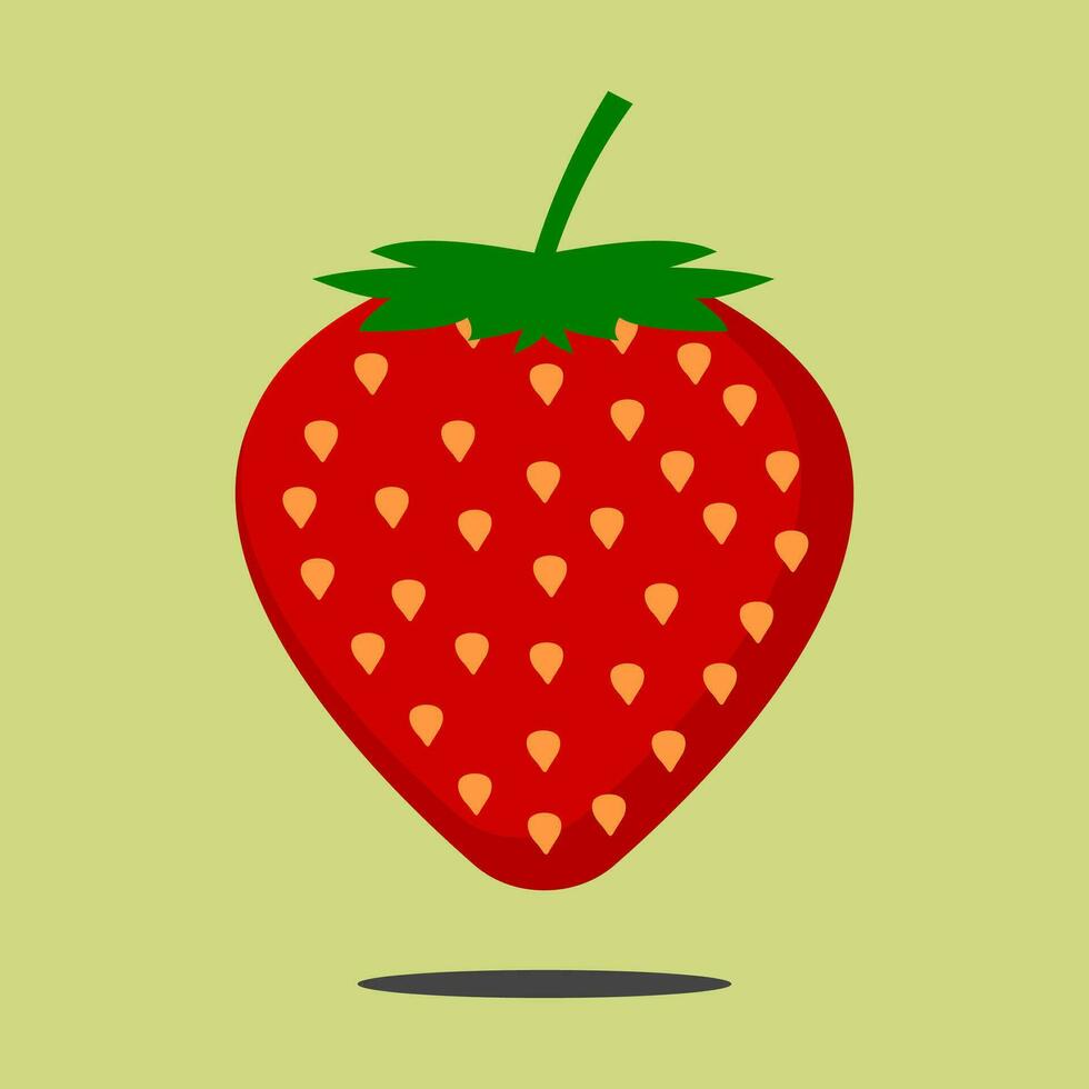 fraise rouge été fruit, vert Contexte. vecteur graphique illustration.