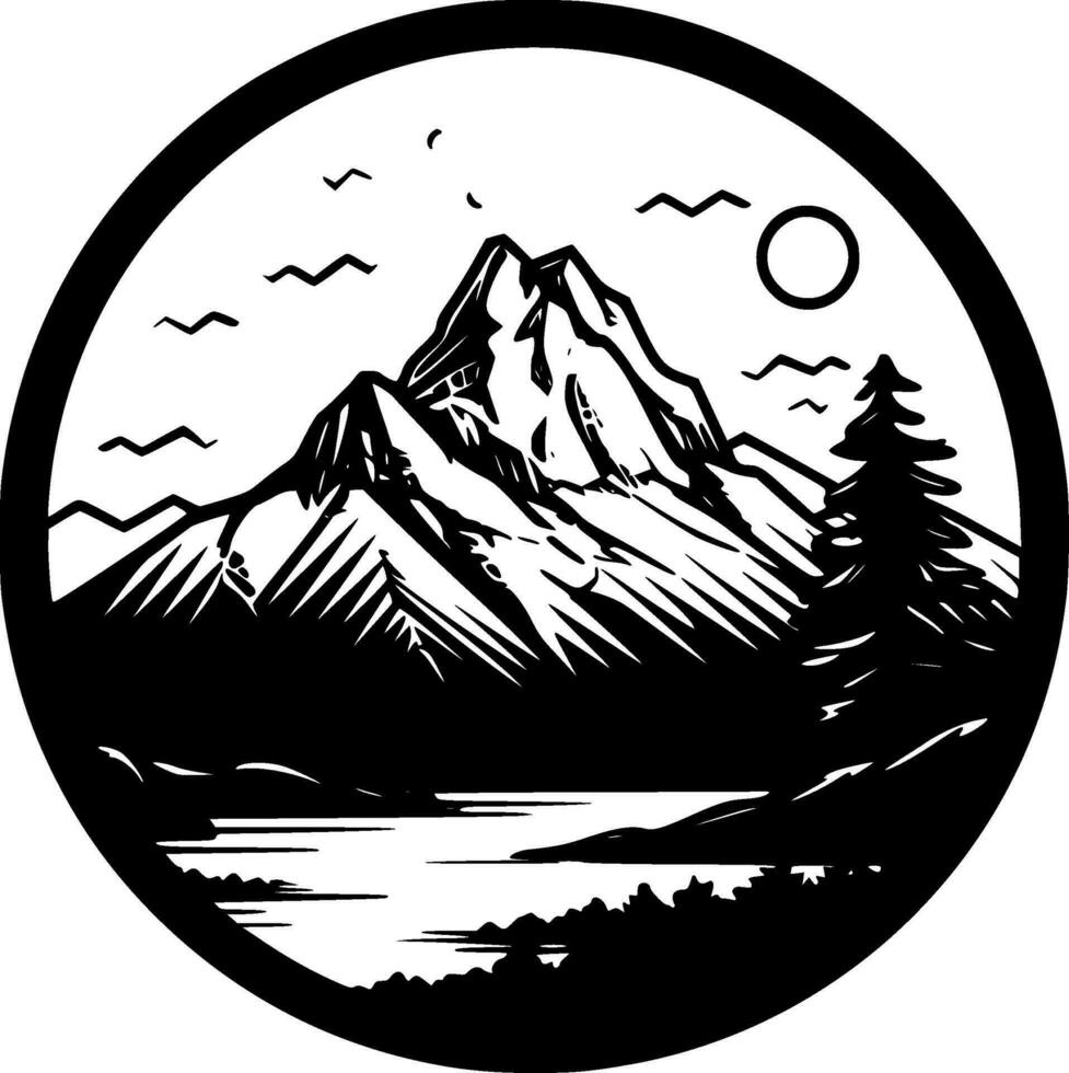 montagnes, noir et blanc vecteur illustration