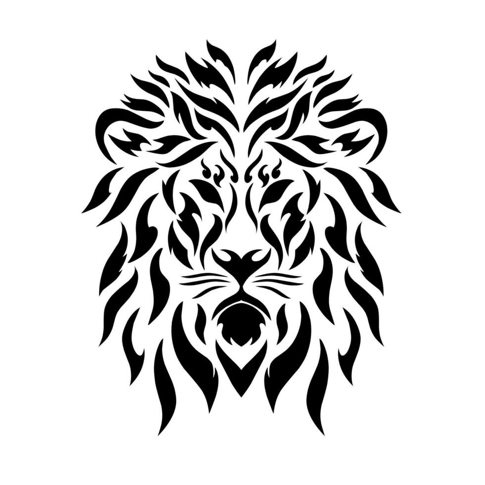 illustration vecteur graphique de tribal art abstrait noir Lion visage