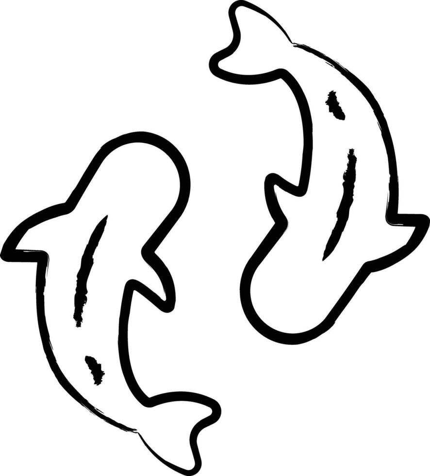 koi poisson main tiré vecteur illustration