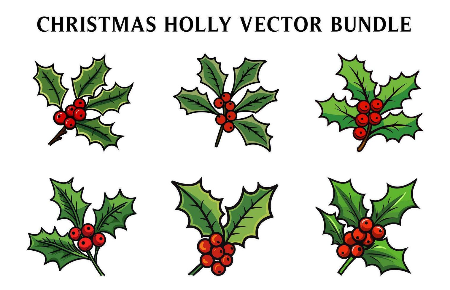 Noël houx vecteur illustration ensemble, Noël houx clipart paquet