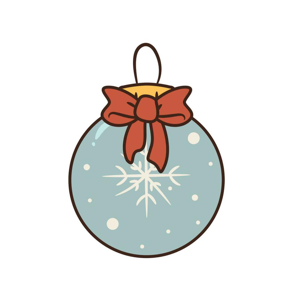 isolé vecteur illustration de Noël ornement avec flocon de neige et arc. élément de Noël et Nouveau année décoration
