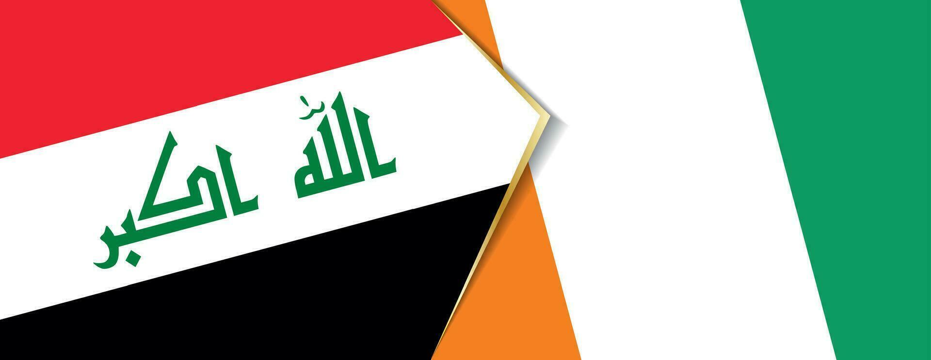 Irak et Ivoire côte drapeaux, deux vecteur drapeaux.