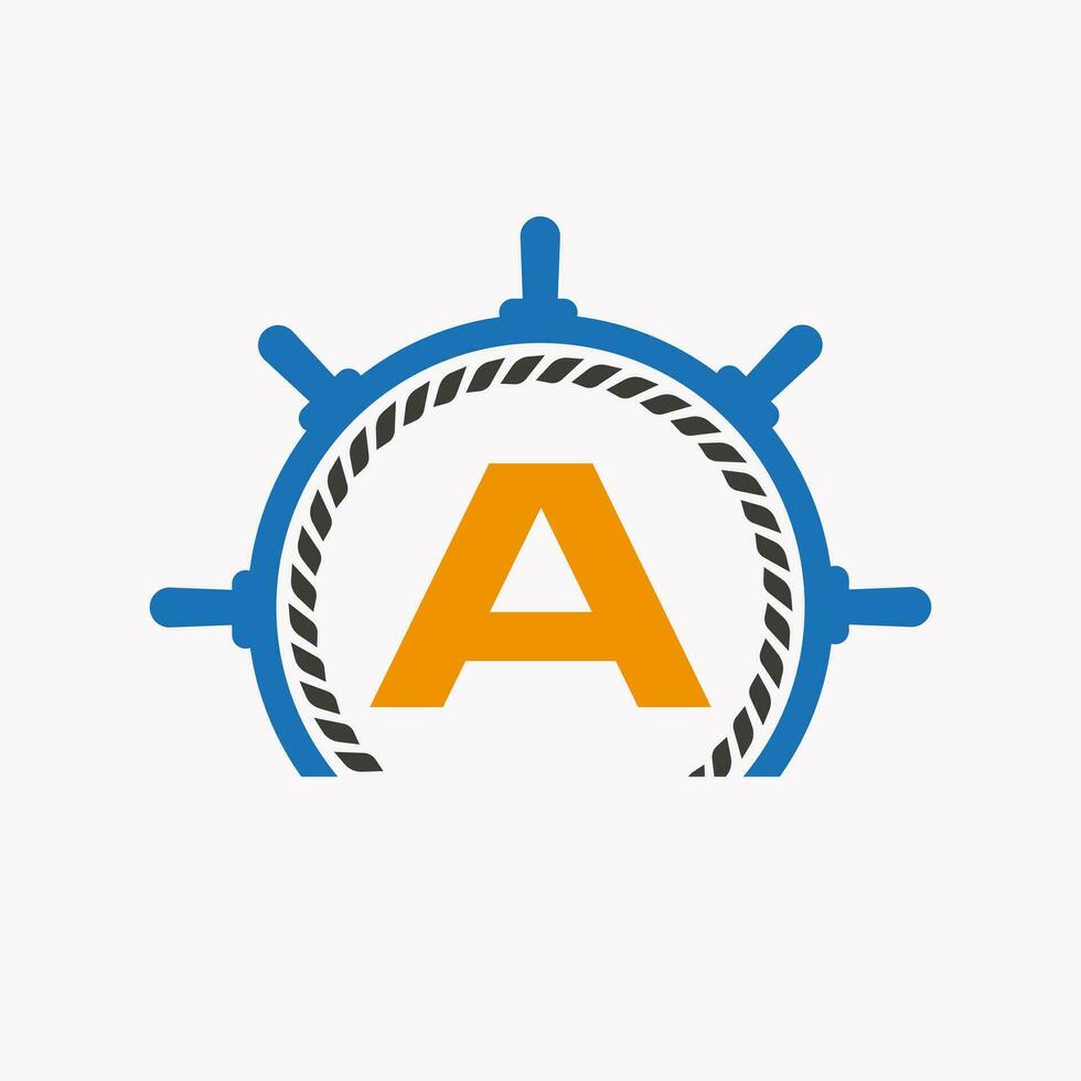 lettre une croisière pilotage logo. yacht symbole, navire logotype, Marin signe modèle vecteur