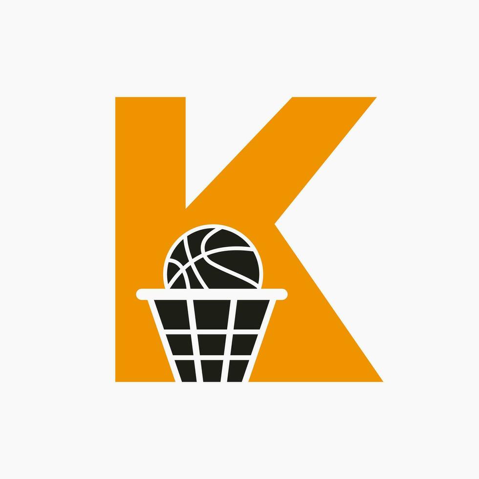 lettre k basketball logo concept. panier Balle logotype symbole vecteur modèle